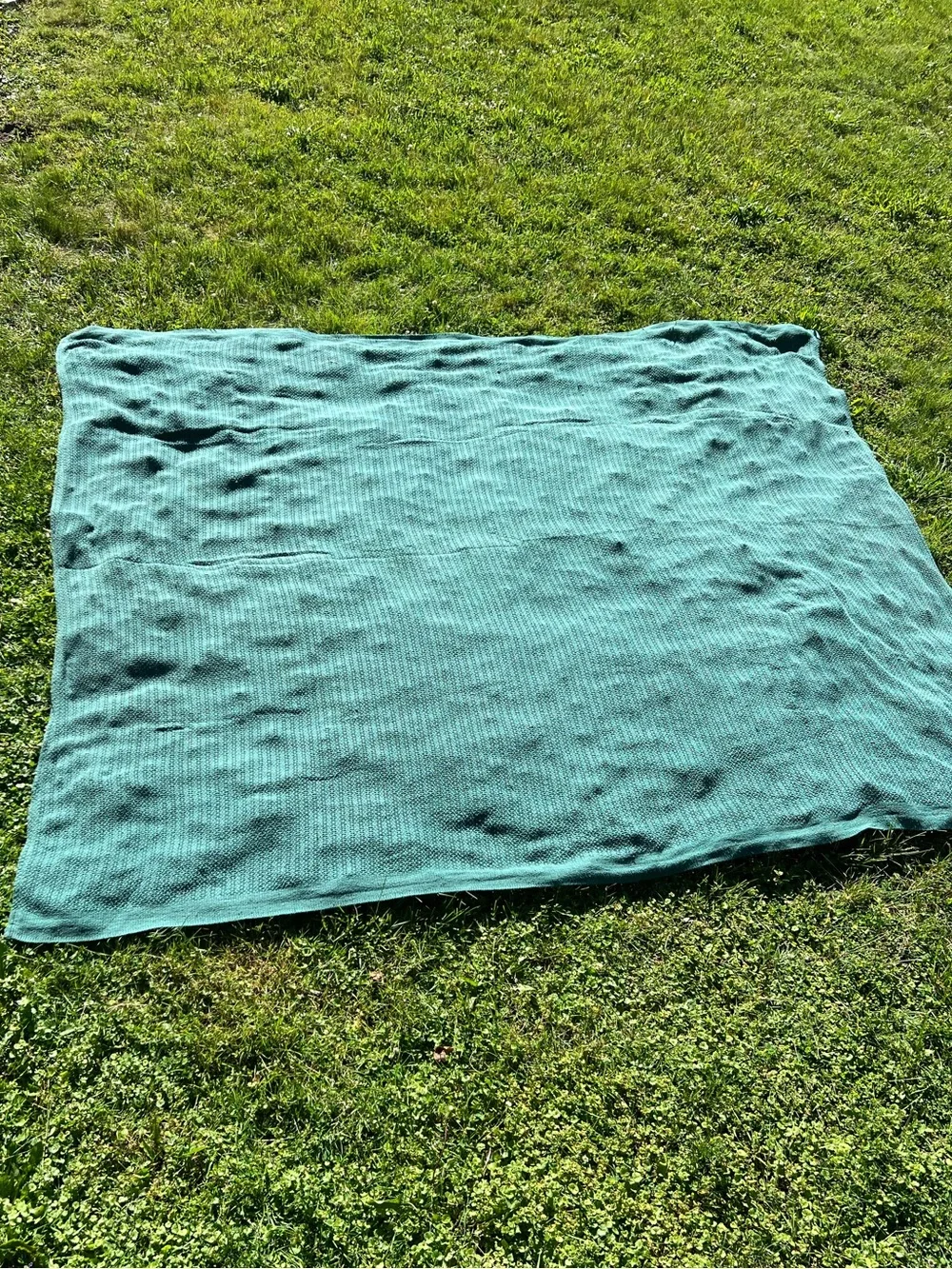 Queen Crochet Cotton Heavy Green Blanket